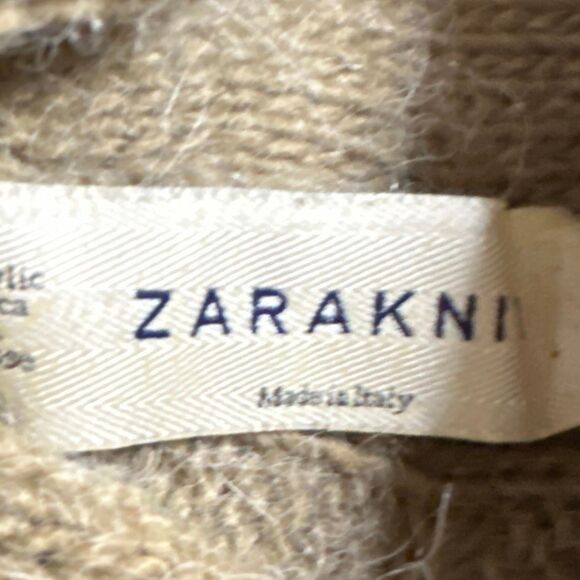 Zara knits wool alpaca sweater tunic belted medium beige - Picture 10 of 10